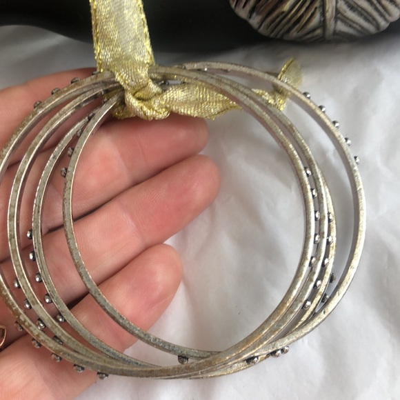 3/$15 Silver Bracelet bangles chunky feather cuff - Picture 3 of 7